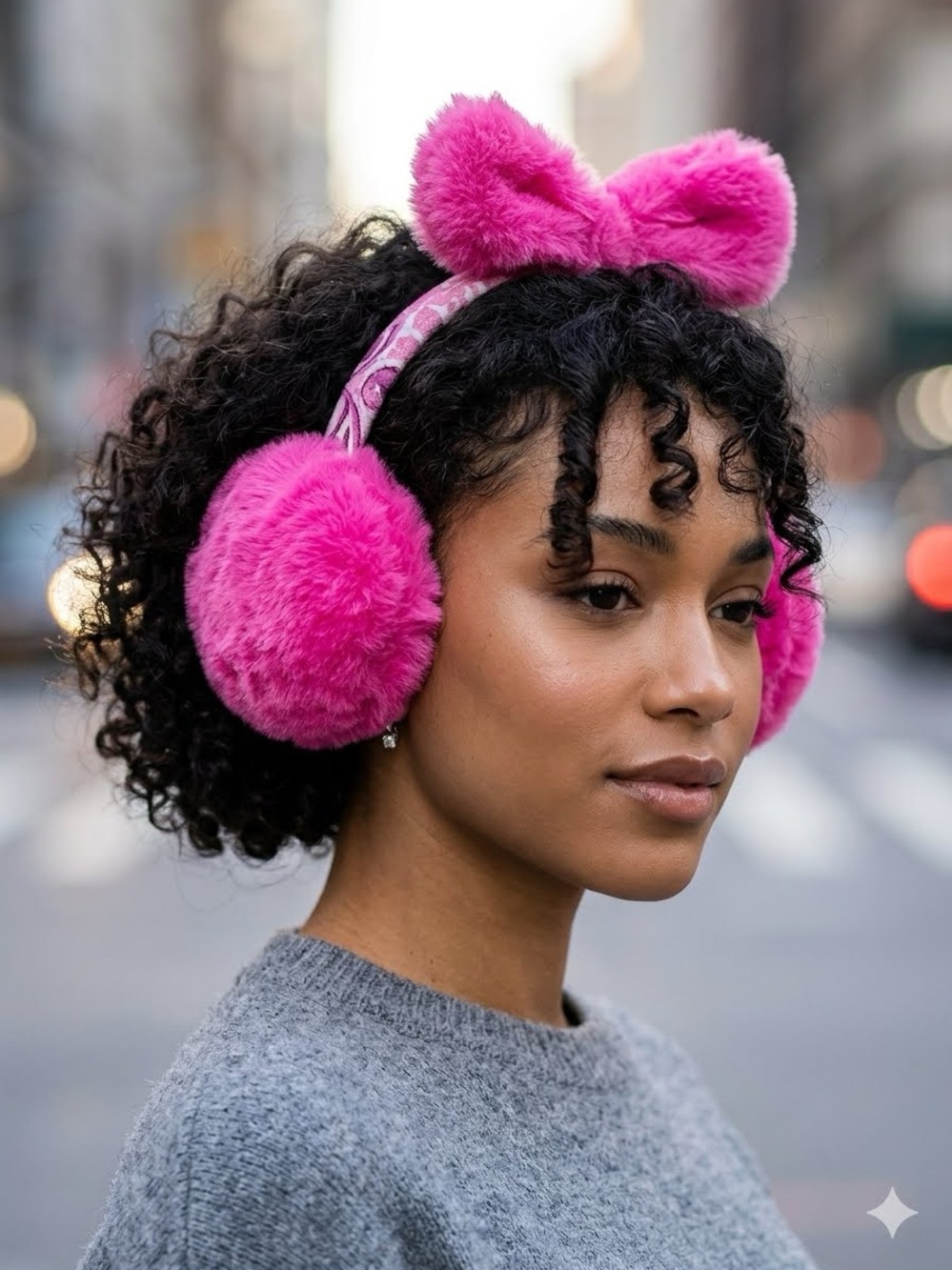 Baby Phat Faux Fur Pink Women’s Earmuffs with Bow